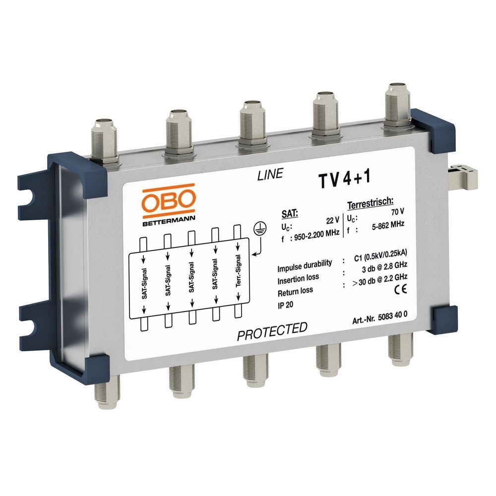 OBO Bettermann 5083400 Typ TV 4+1 Überspannungsschutzgerät für Sat-Technik 