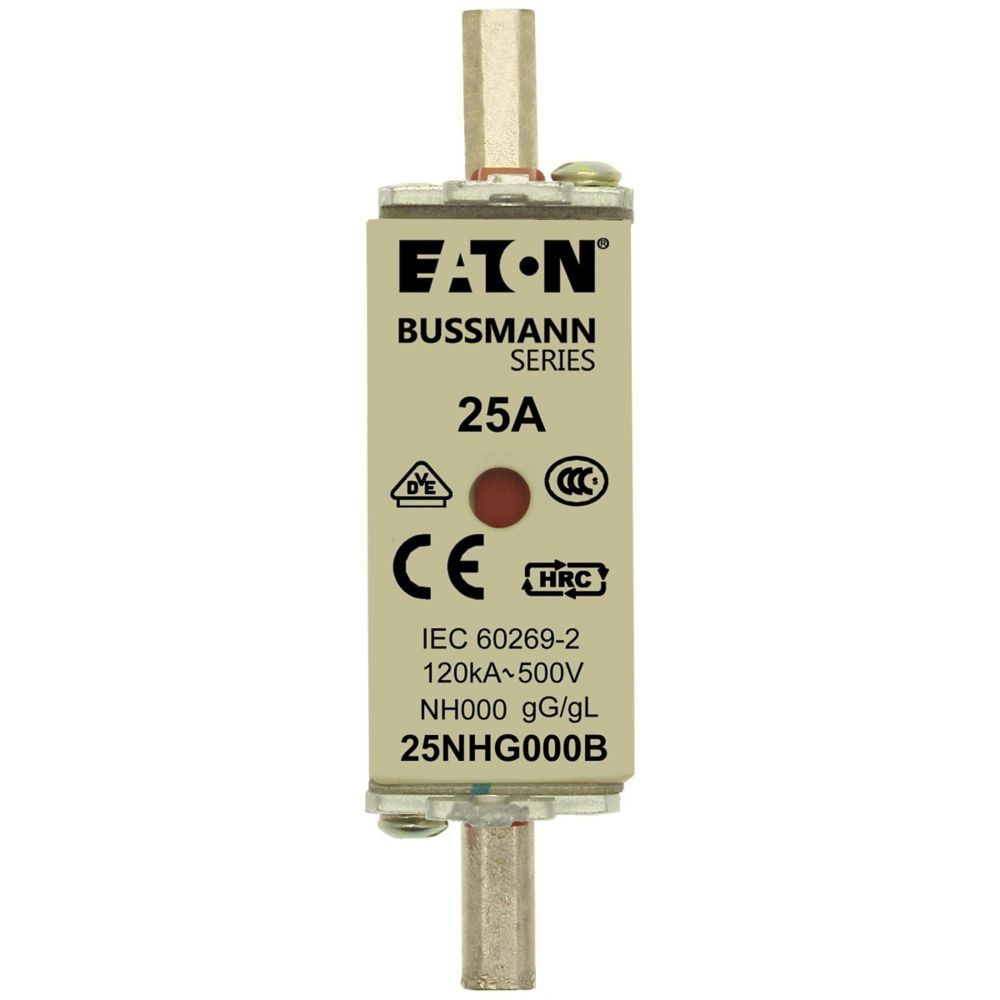 Eaton Sicherungseinsatz 25NHG000B Typ NH FUSE 25A 500V GL/GG SIZE 000 DUAL IN Preis per VPE von 3 Stück