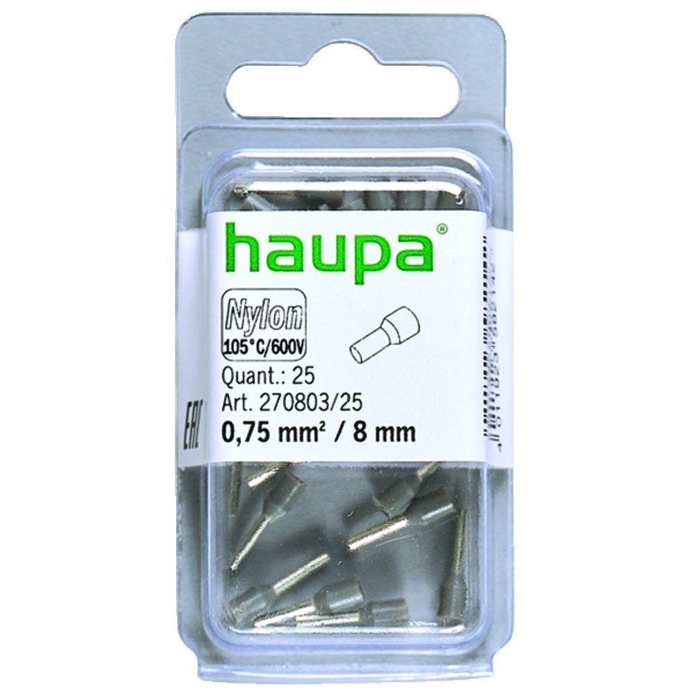 Haupa isolierte Aderendhülse 270803/25 Preis per VPE von 250 Stück