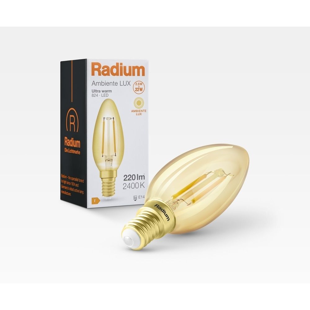 Radium LED Kerzenlampe 42819840 Typ RL-C22 824/C/E14 FIL Gold Preis per VPE von 6 Stück